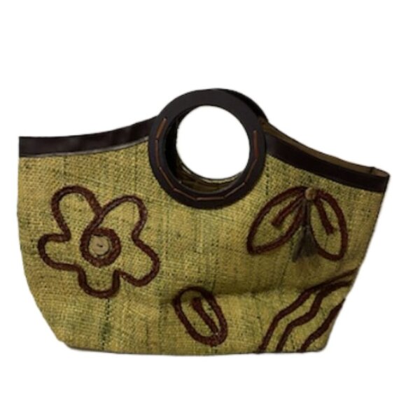 VINTAGE APRIL CORNELL Straw Purse Clutch Handbag Boho Naturalist Hippie Gypsy - Picture 3 of 7